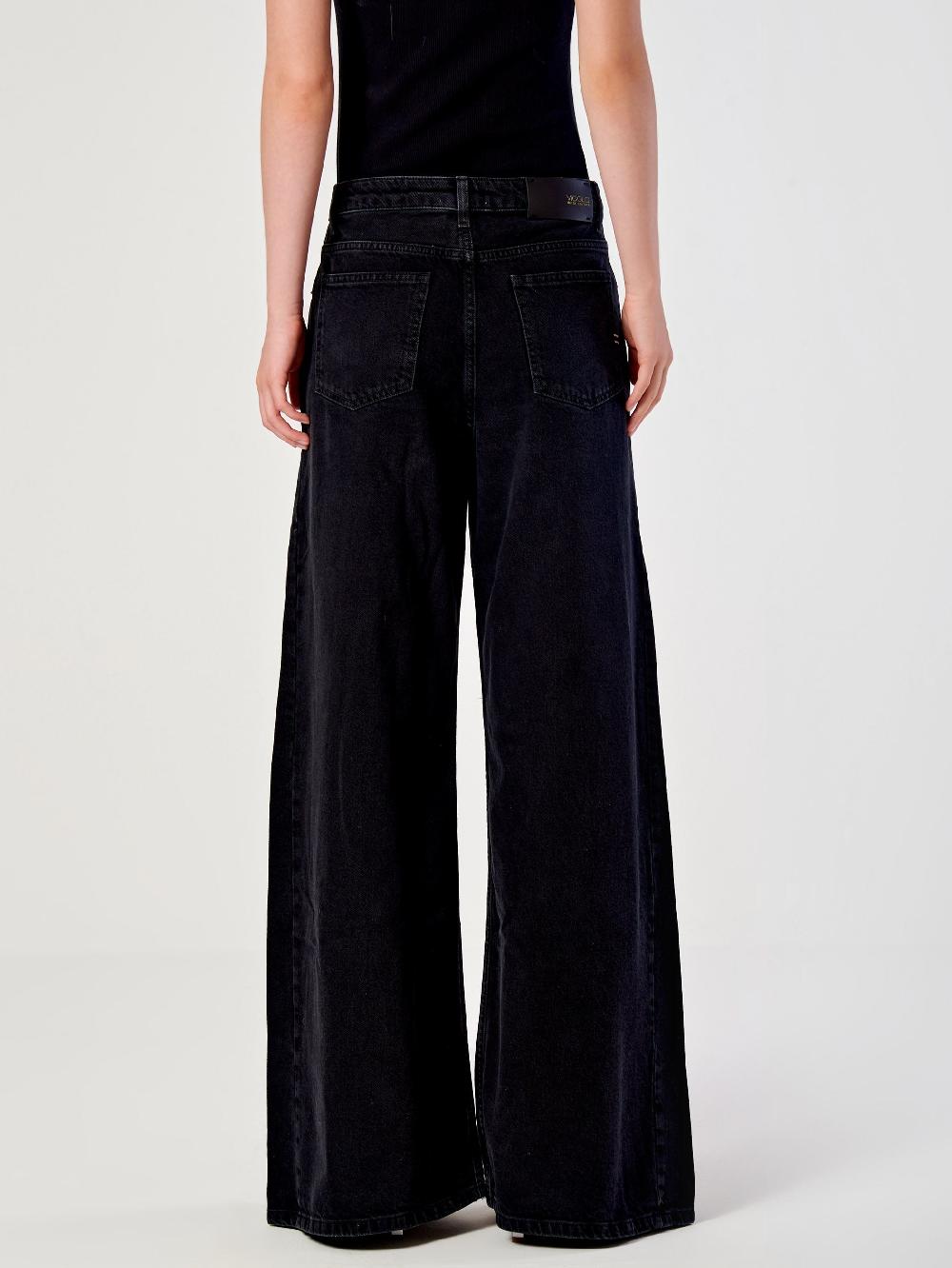 Vicolo Jeans Ampio Con Pence Nero