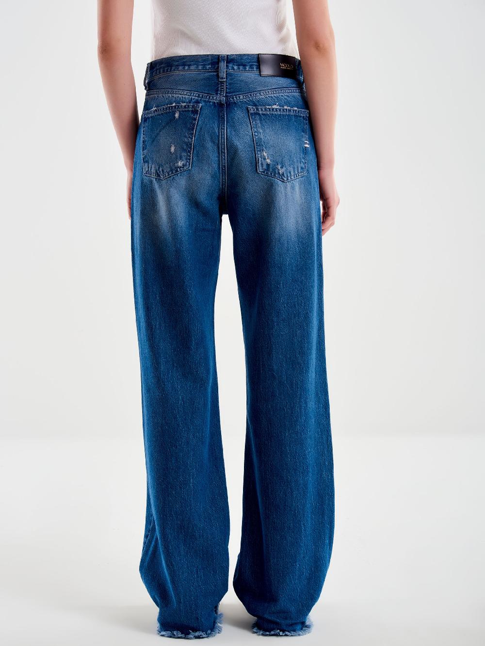 Vicolo Jeans Ampio Zeno Sfrangiato Blu