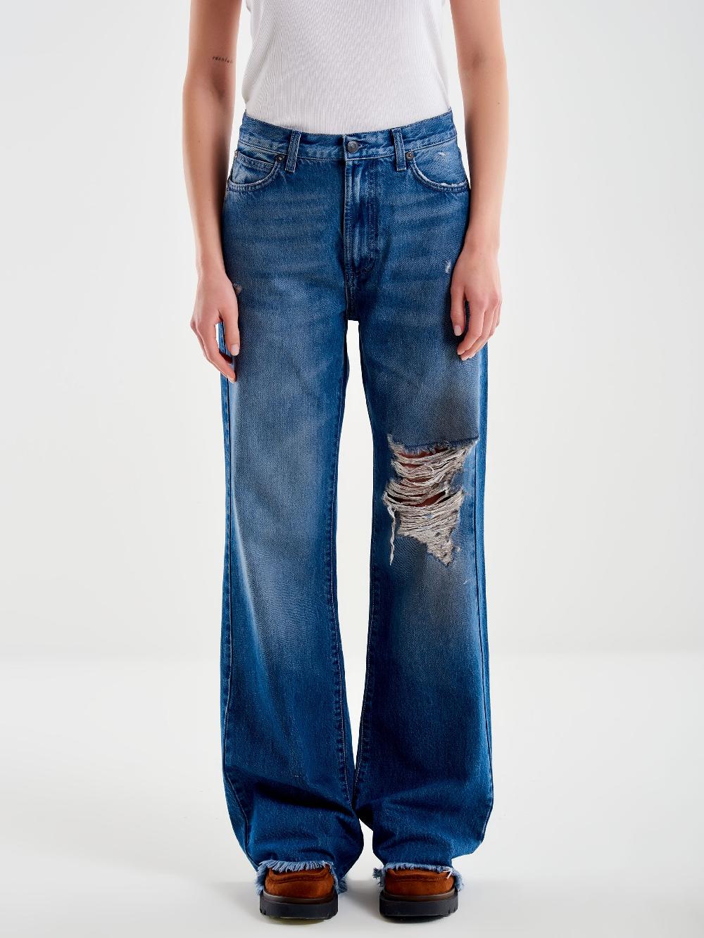 Vicolo Jeans Ampio Zeno Sfrangiato Blu