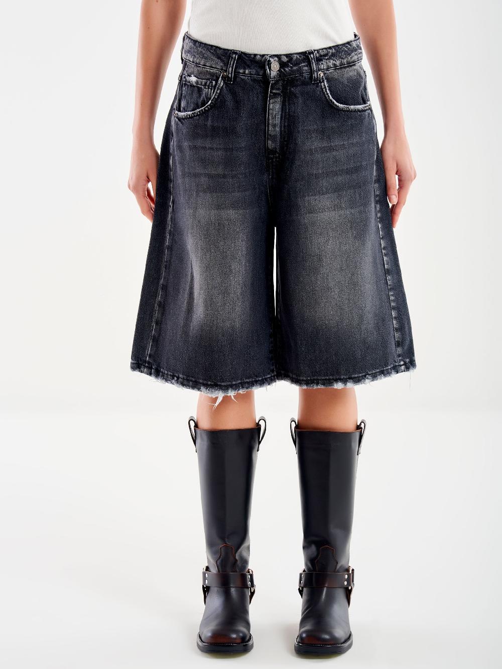 Vicolo Jeans Bermuda Nero Rotture Nero