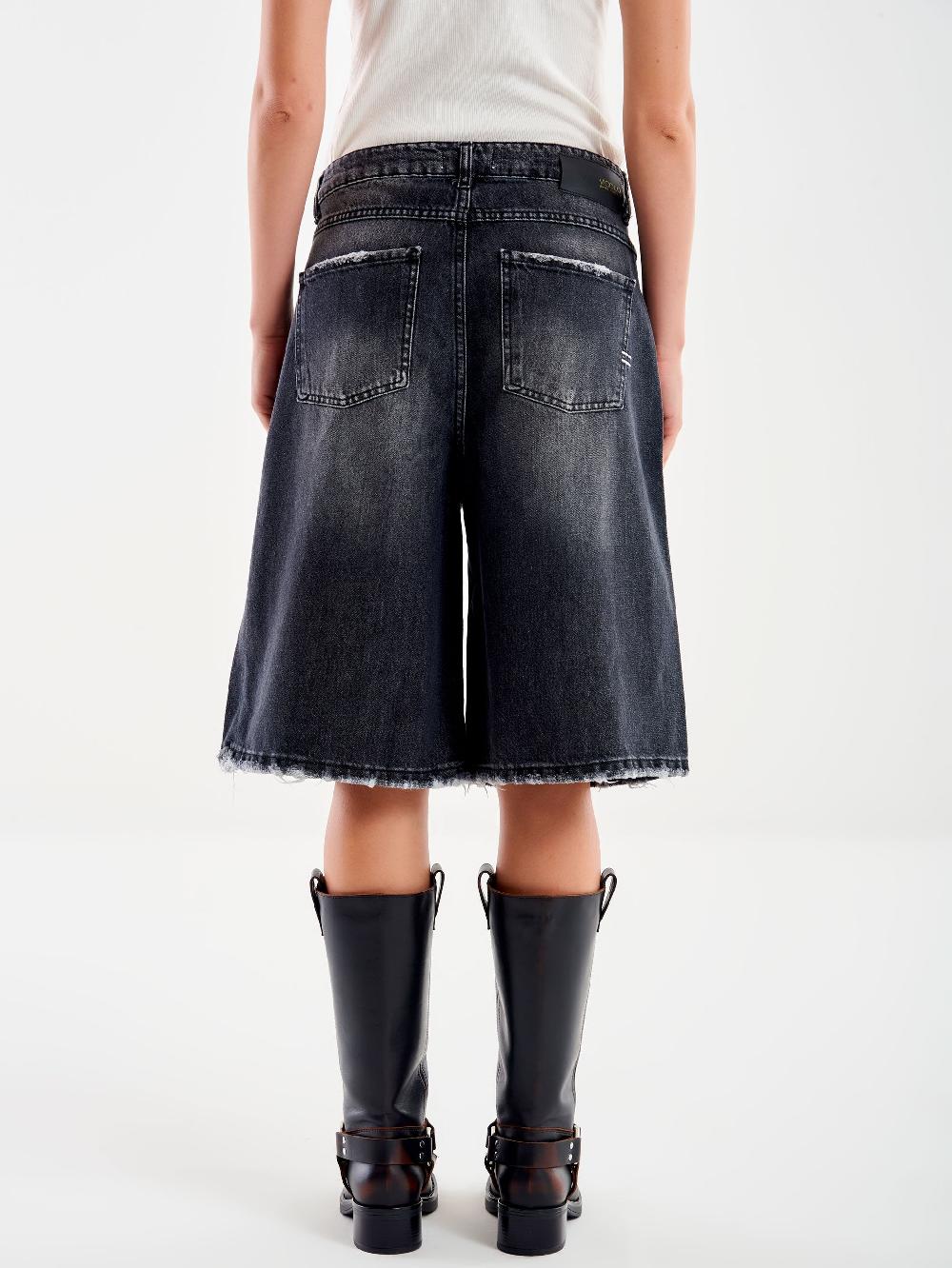 Vicolo Jeans Bermuda Nero Rotture Nero