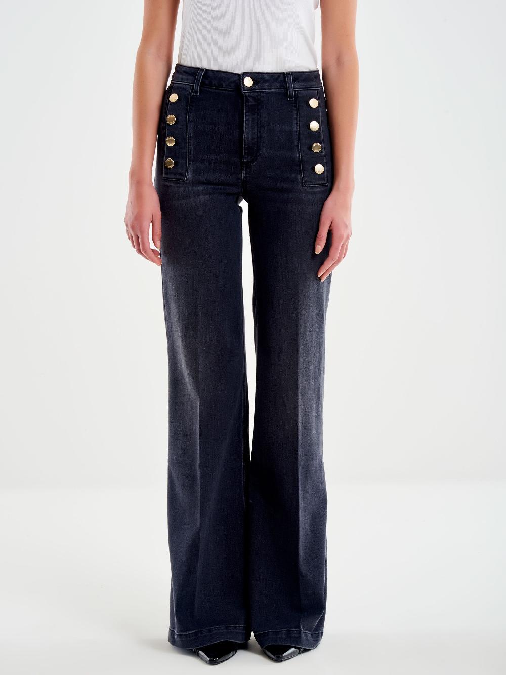 Vicolo Jeans Giudith Con Bottoni Nero Nero