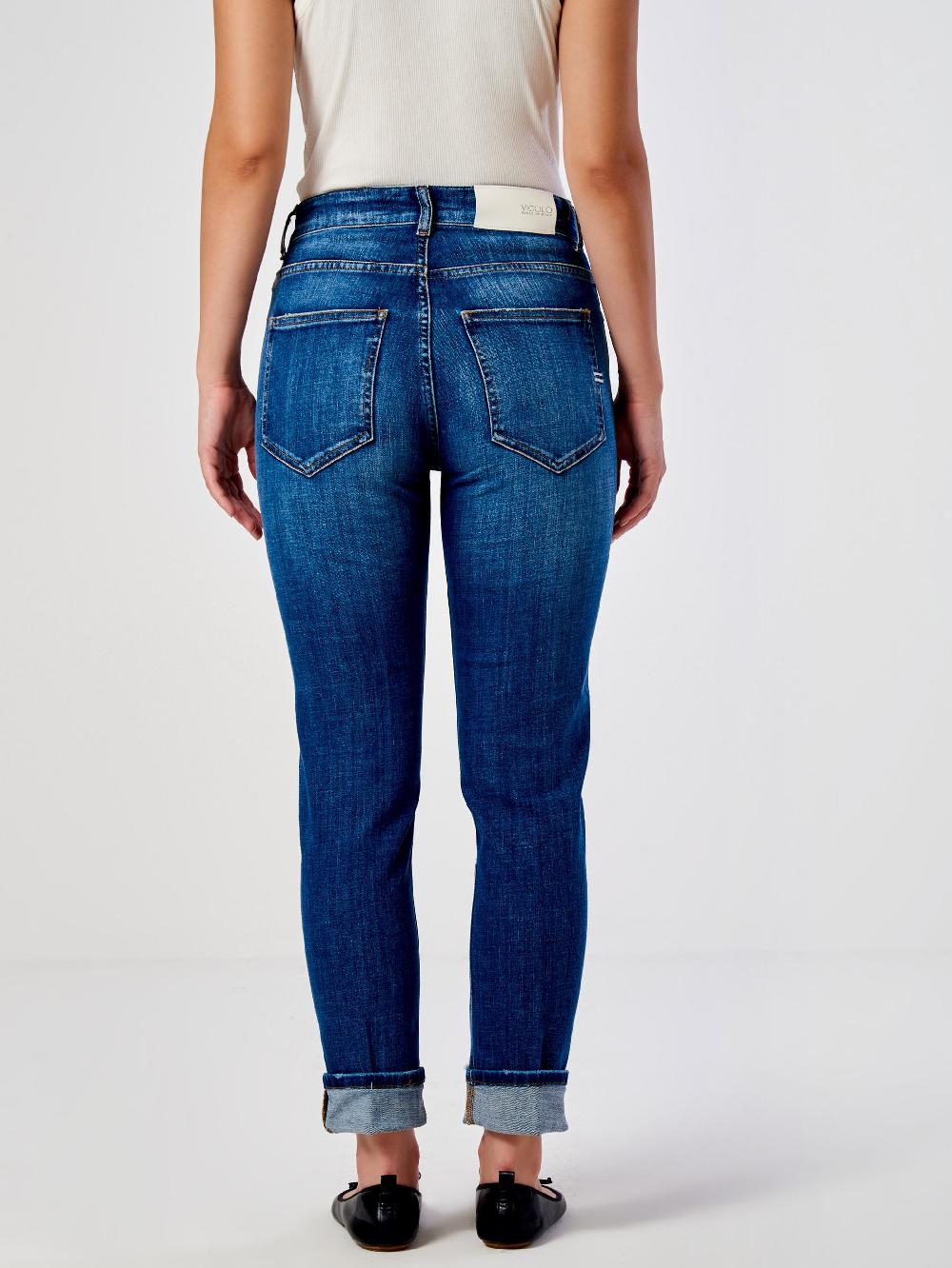 Vicolo Jeans Icon Daisy Con Risvolto Blu