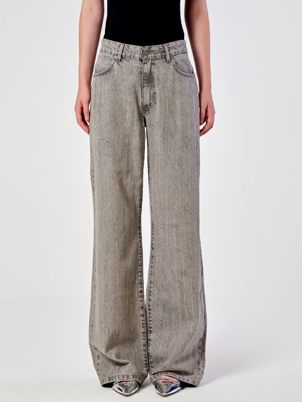 Vicolo Jeans Strass Effetto GessatoGrigio