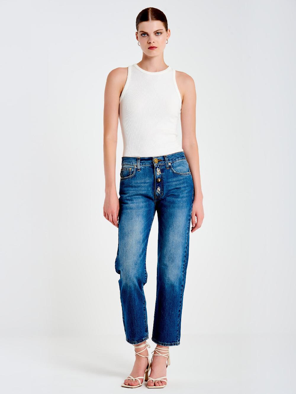 Vicolo Jeans Zoe Bottoni Gioiello BaggyBlu