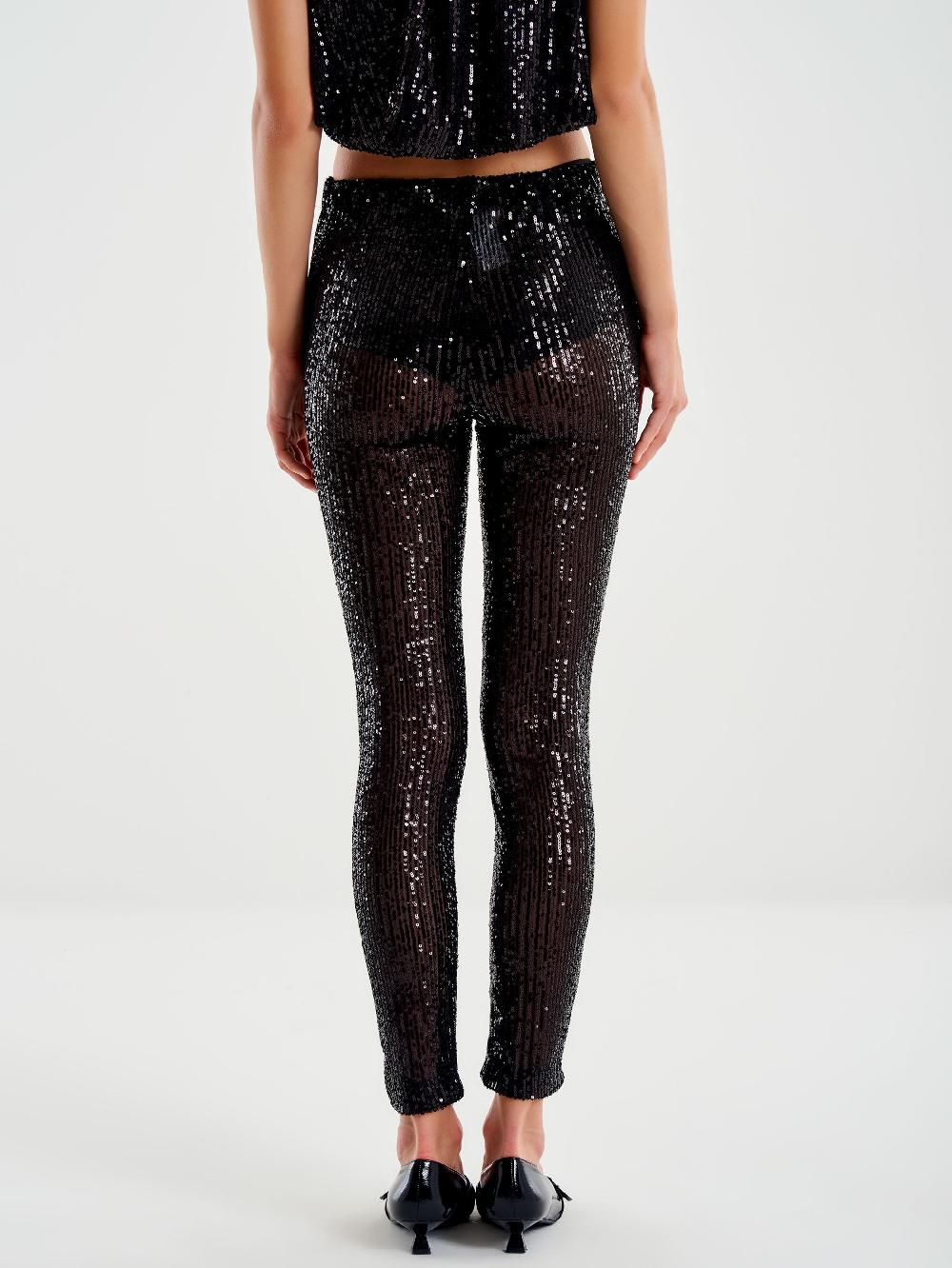 Vicolo Leggings In Paillettes Nero