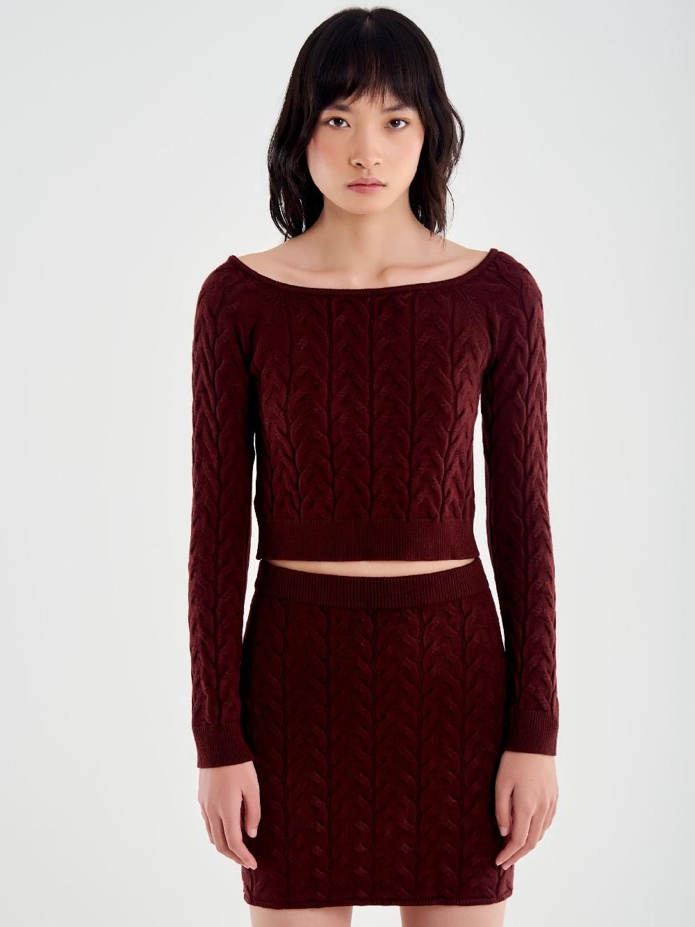 Vicolo Maglia Crop Trecce Bordeaux
