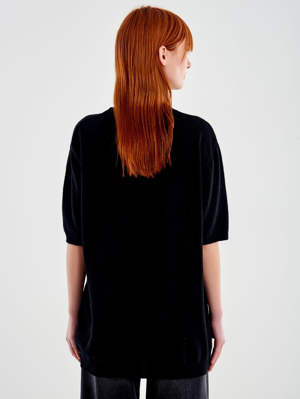 Vicolo Maxi Maglia Con Cabochon Nero