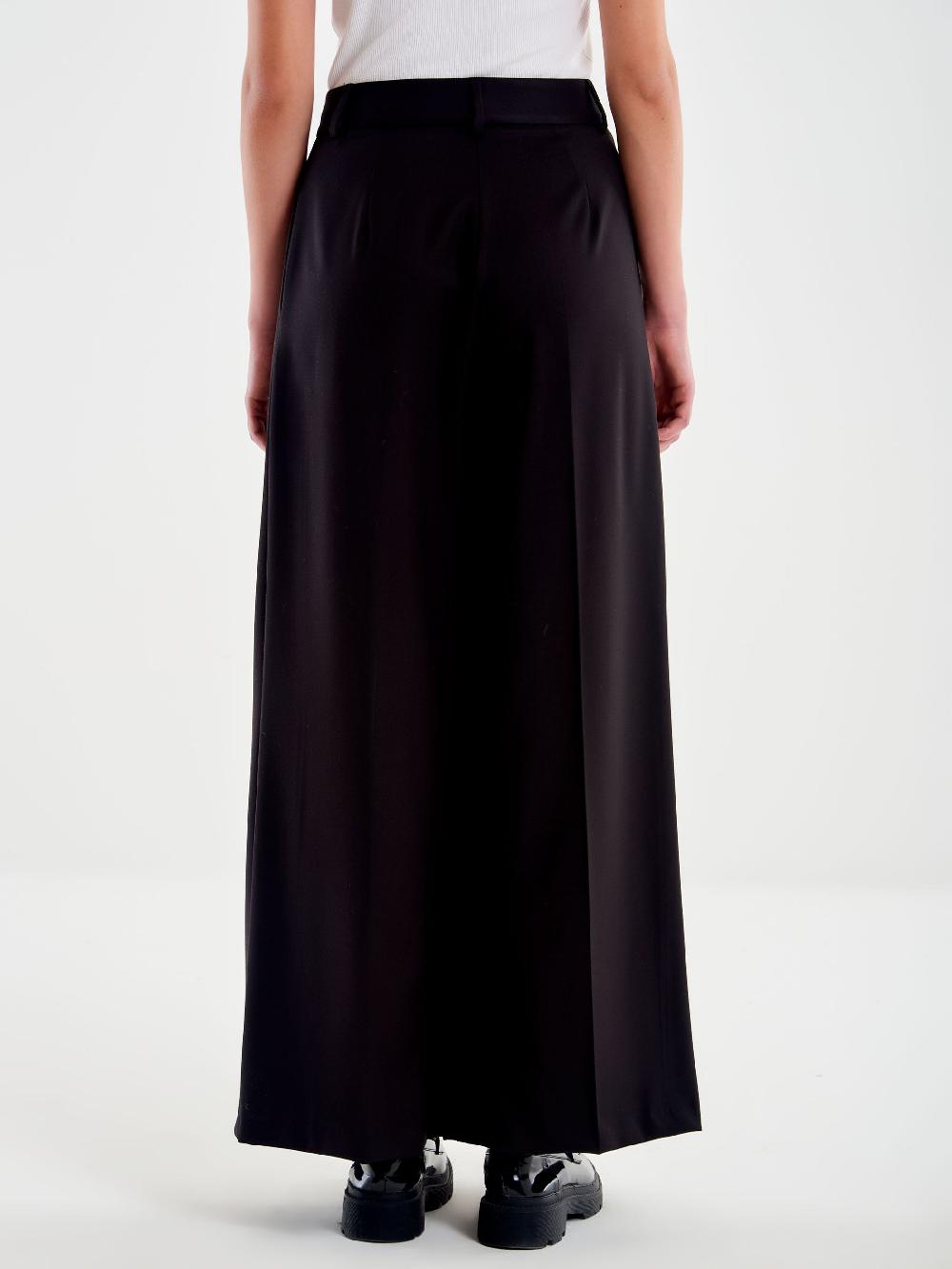 Vicolo Pantalone Ampio Doppia Piega Nero