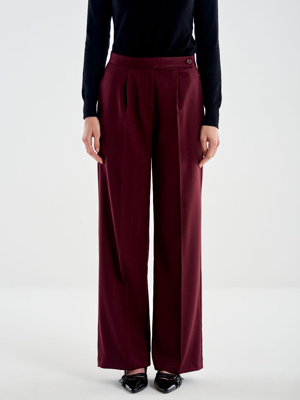 Vicolo Pantalone Ampio Gessato Lurex Bordeaux
