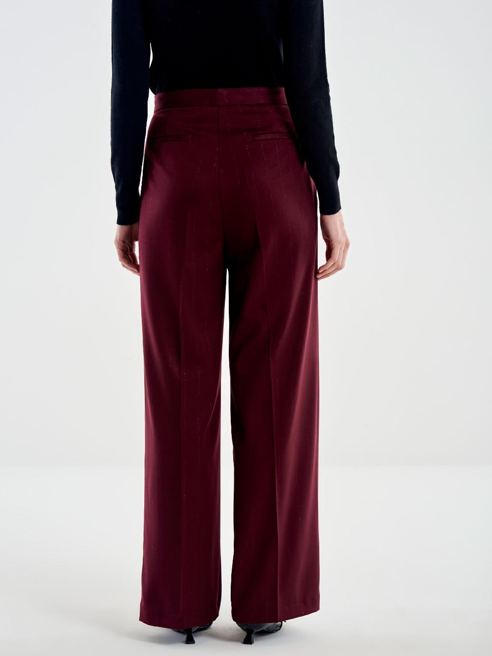 Vicolo Pantalone Ampio Gessato Lurex Bordeaux