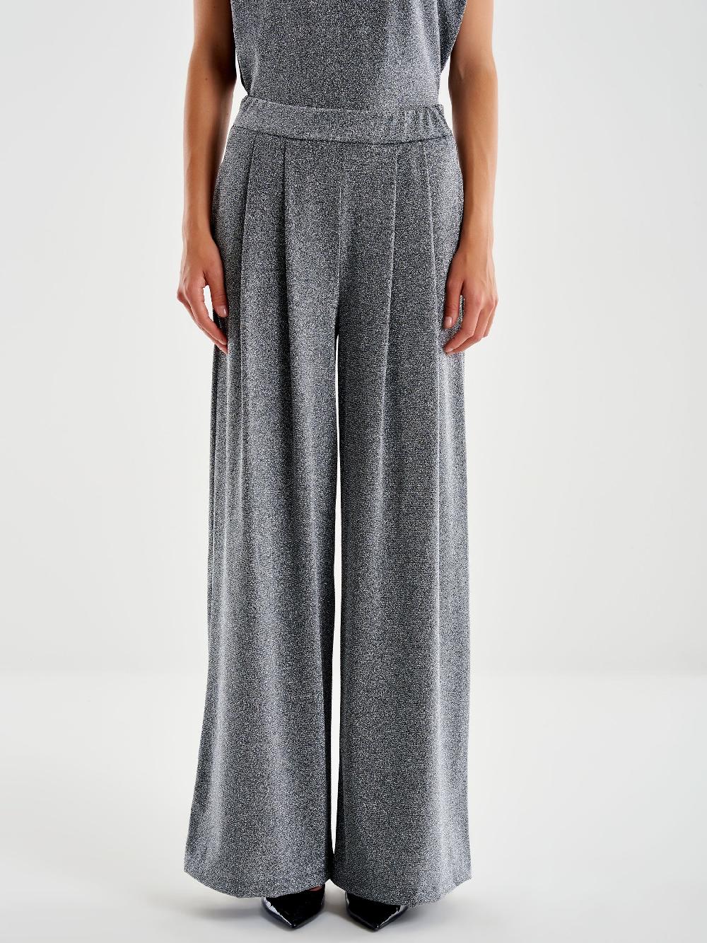 Vicolo Pantalone Ampio Lurex Grigio