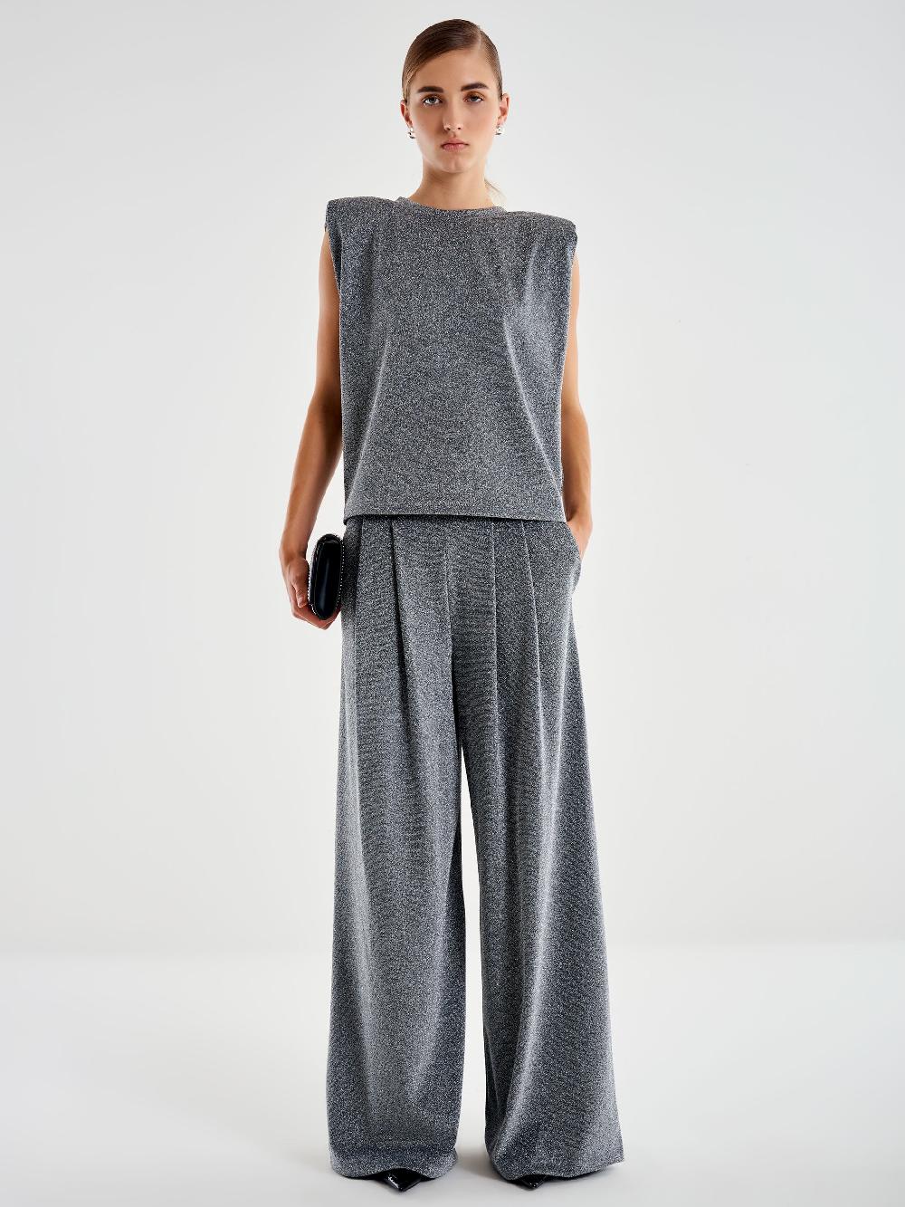 Vicolo Pantalone Ampio Lurex Grigio