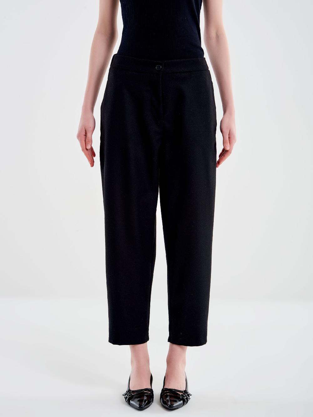 Vicolo Pantalone Carrot Fit Fesco Di Lana – Vicolo