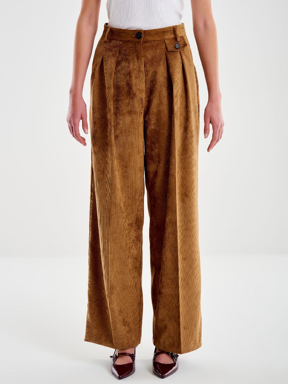 Vicolo Pantalone In Velluto A Coste Cammello