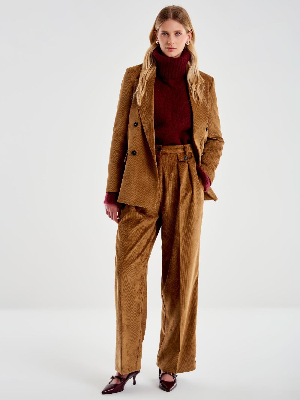 Vicolo Pantalone in Velluto a Coste Cammello