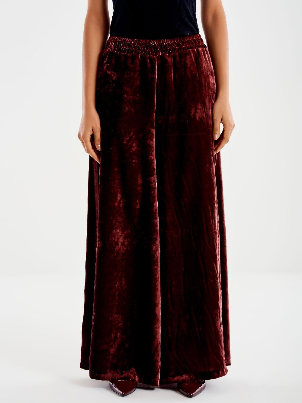 Vicolo Pantalone In Velluto Con Elastico Bordeaux