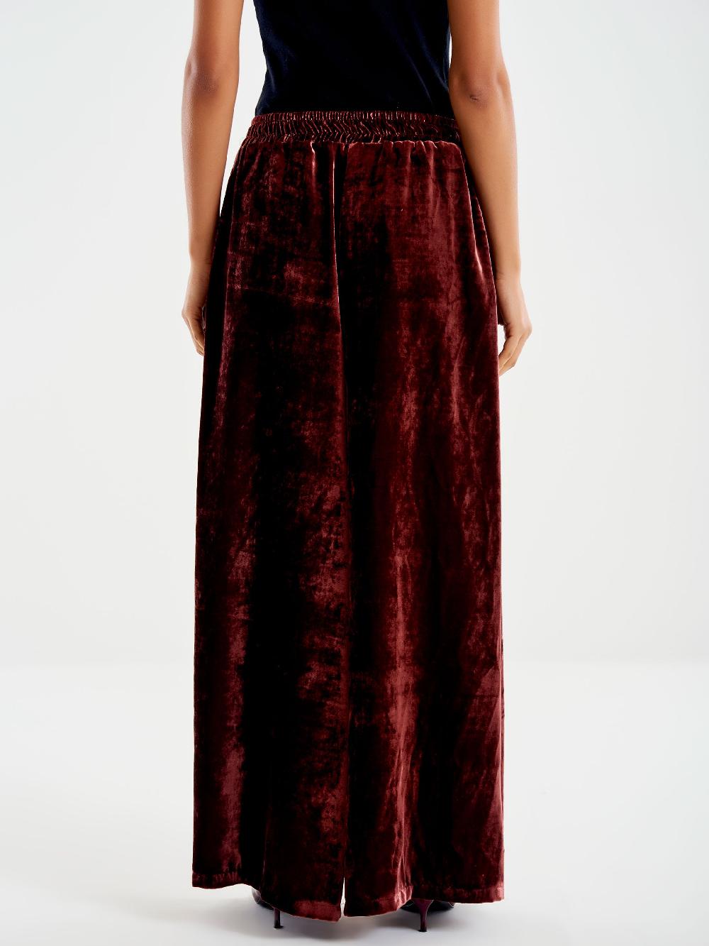 Vicolo Pantalone In Velluto Con Elastico Bordeaux