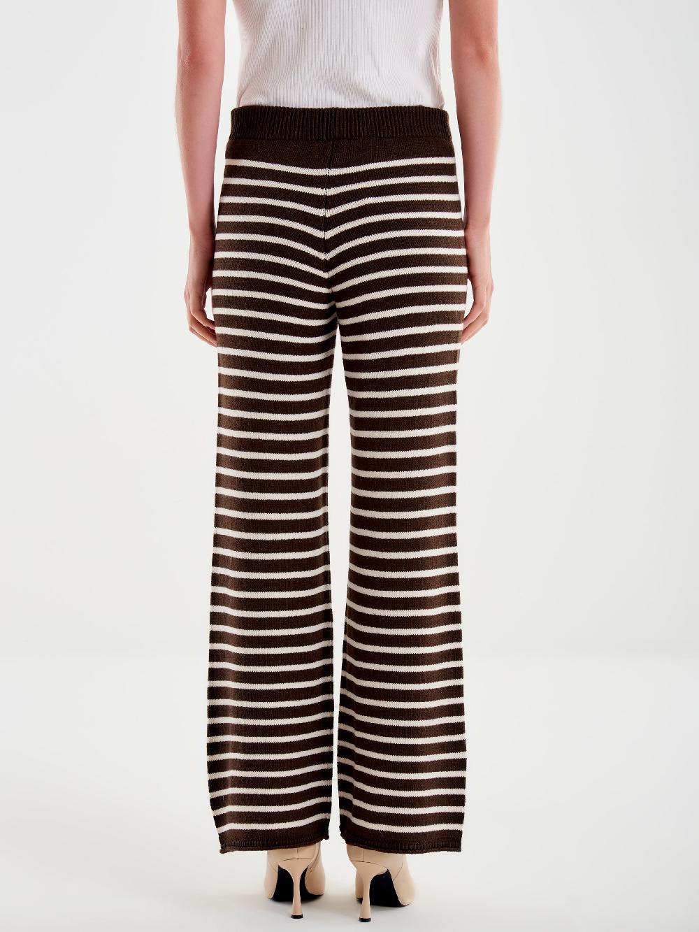 Vicolo Pantaloni In Maglia A Righe Marrone