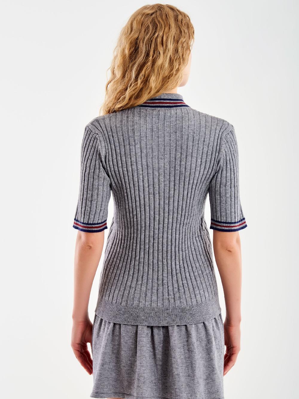 Vicolo Polo In Maglia A Coste Grigio