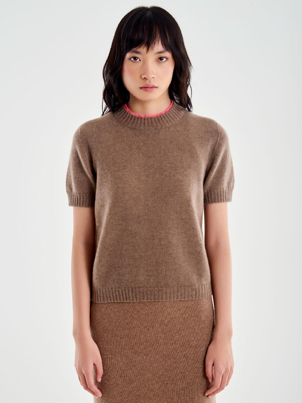 Vicolo Pull Bicolor Misto Cashmere Marrone