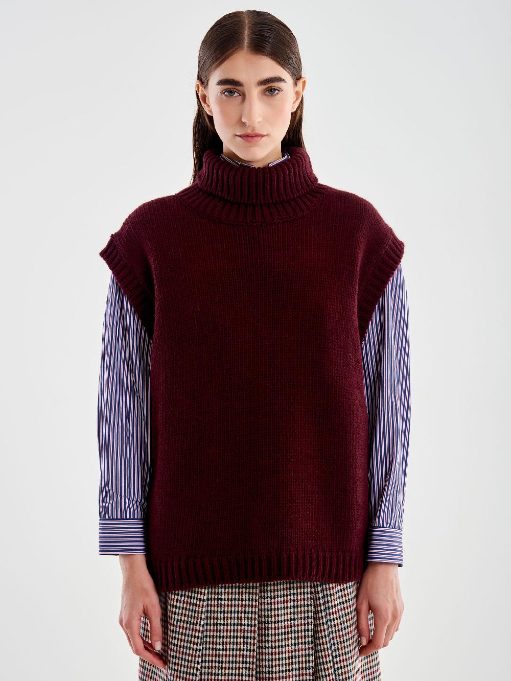 Vicolo Pull Collo Alto Senza Maniche Bordeaux