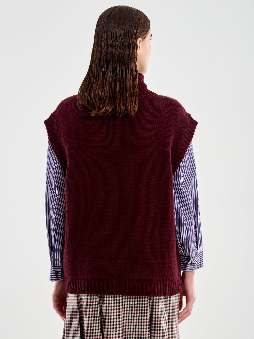 Vicolo Pull Collo Alto Senza Maniche Bordeaux