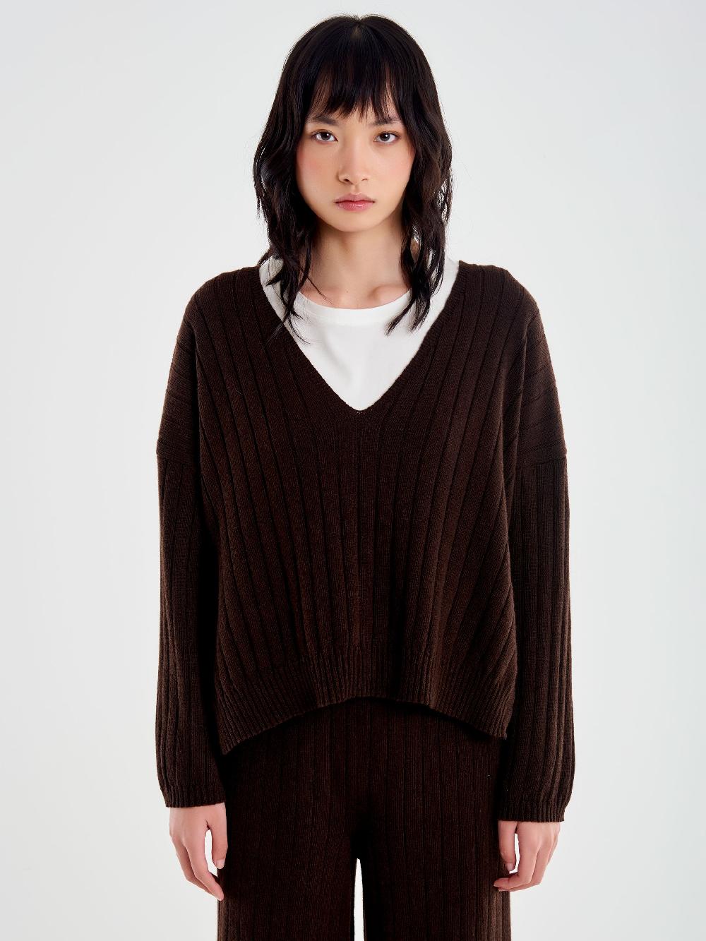 Vicolo Pull Con Spacchi Maglia A Coste Moro