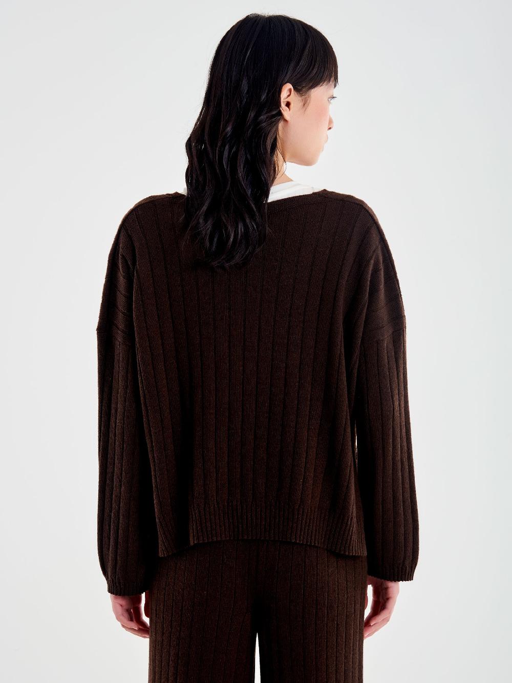 Vicolo Pull Con Spacchi Maglia A Coste Moro