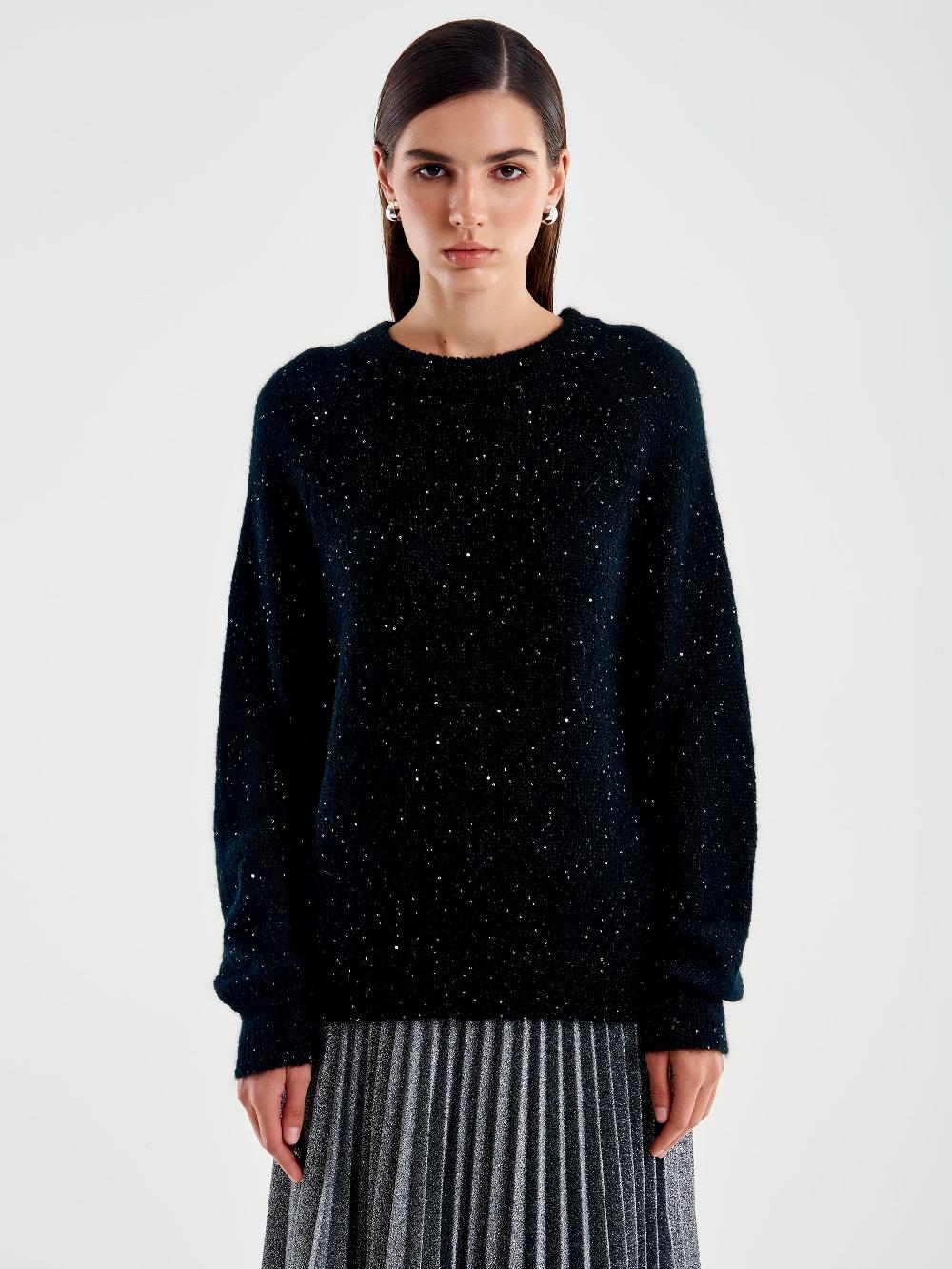 Vicolo Pull Girocollo Con Fiocco Raso Nero