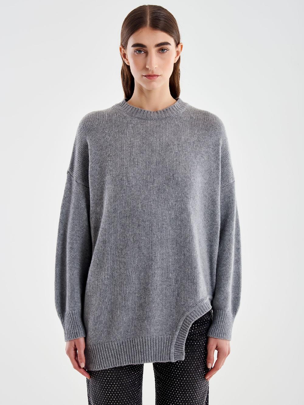 Vicolo Pull Girocollo Cut Out Grigio