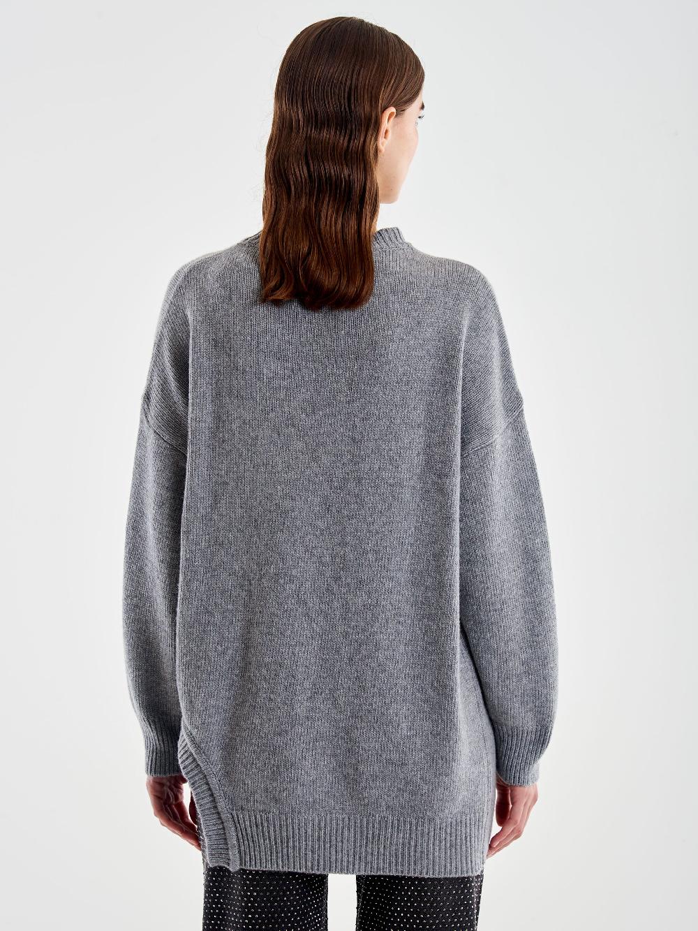 Vicolo Pull Girocollo Cut Out Grigio