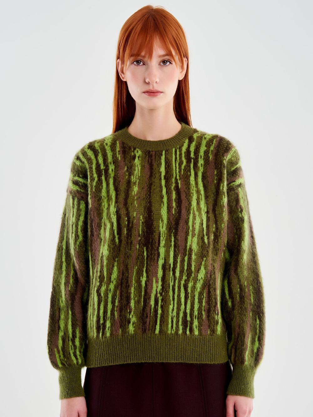 Vicolo Pull Girocollo Fantasia Verde