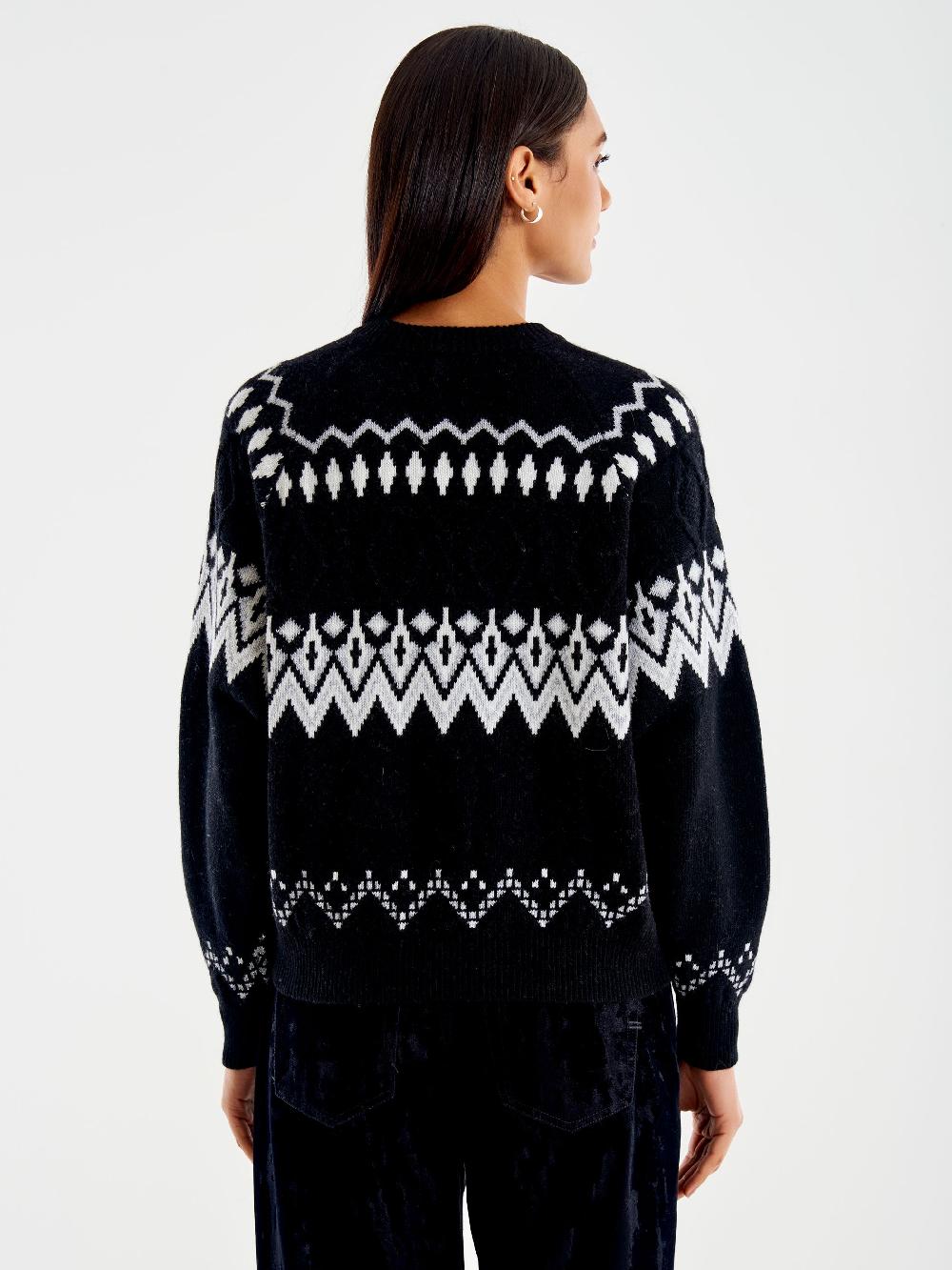 Vicolo Pull Jaquard In Maglia Nero