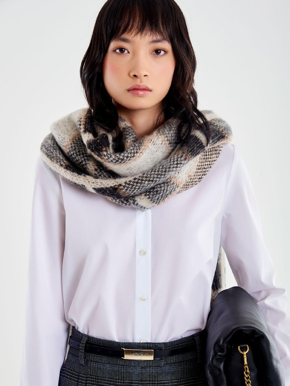 Vicolo Sciarpa in Mohair Fantasia Check Grigio