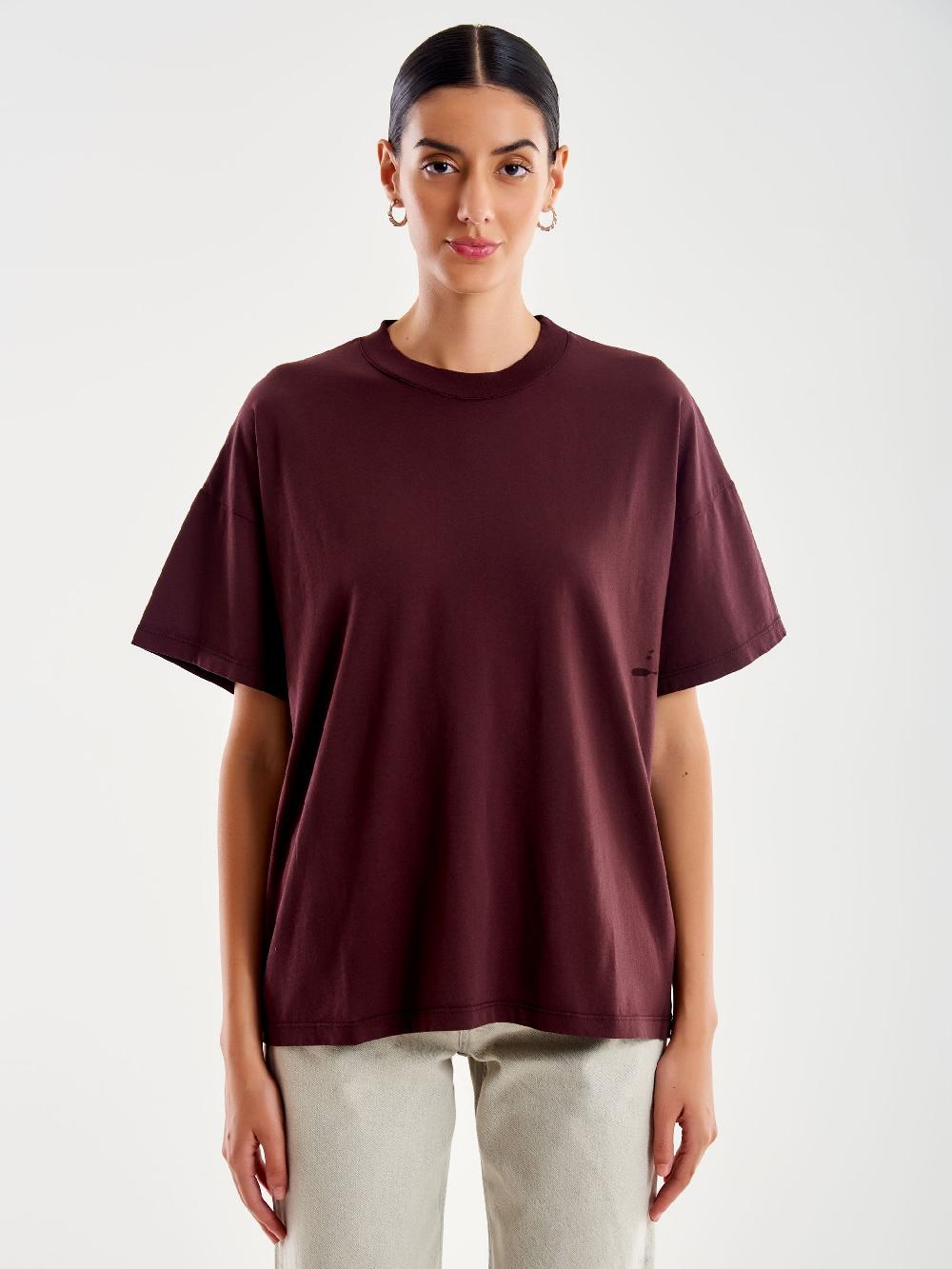 Vicolo T-Shirt Basic Over Bordeaux