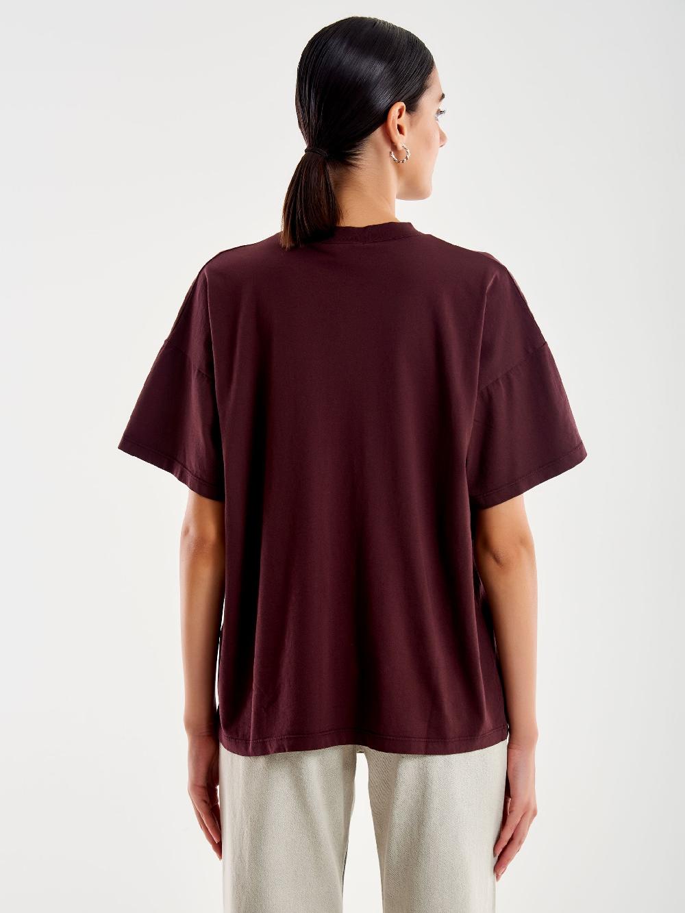 Vicolo T-Shirt Basic Over Bordeaux