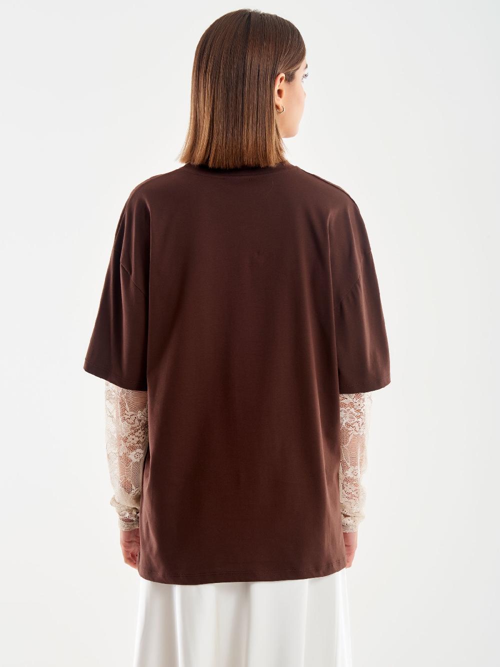 Vicolo T-Shirt Combinata Pizzo Moro