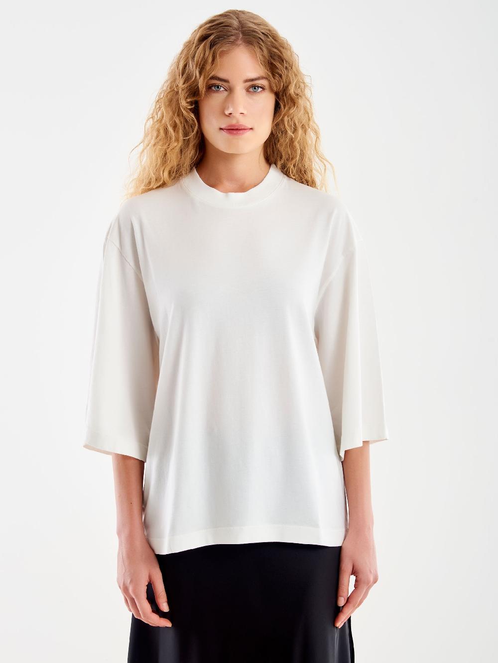 Vicolo T-Shirt Over Maniche Ampia Bianco