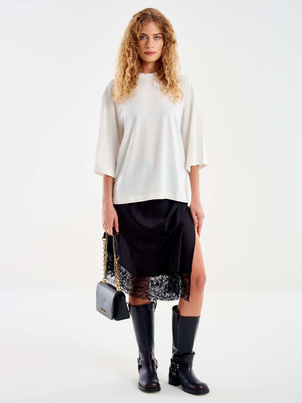 Vicolo T-Shirt Over Maniche Ampia Bianco