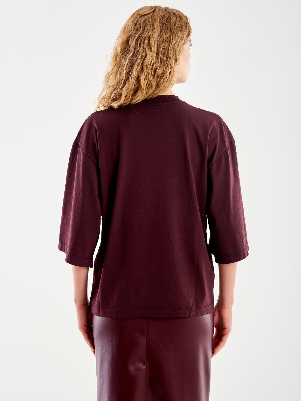 Vicolo T-Shirt Over Maniche Ampia Bordeaux