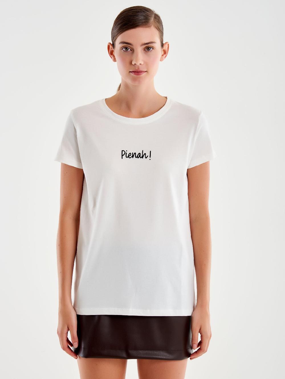 Vicolo T- Shirt Ricamo "pienah" Bianco