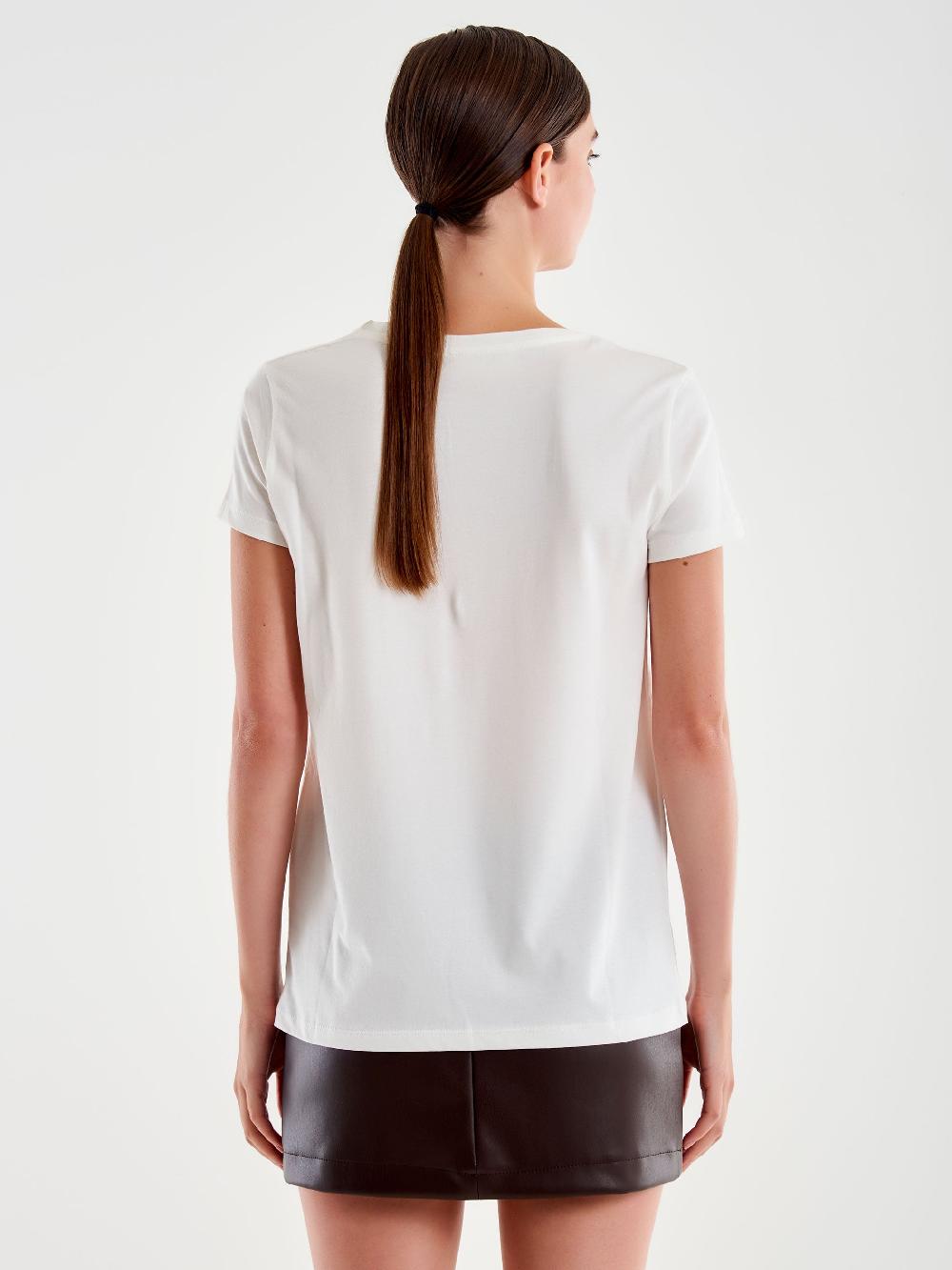 Vicolo T- Shirt Ricamo "pienah" Bianco