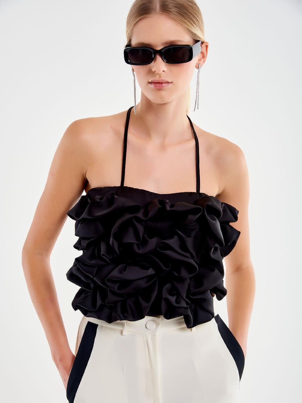 Vicolo Top Con Rouches Nero