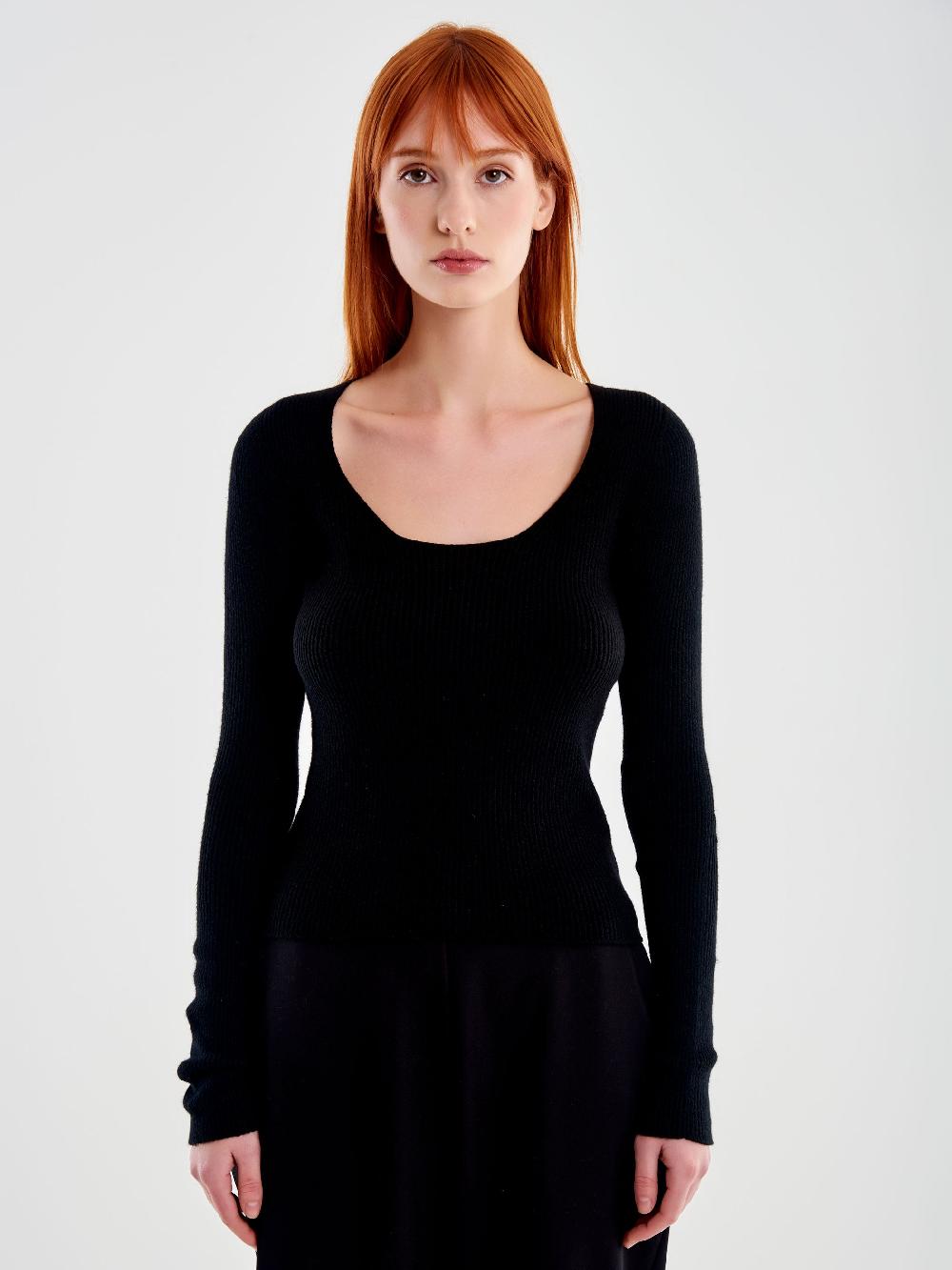 Vicolo Top In Costa Scollo Ampio Nero