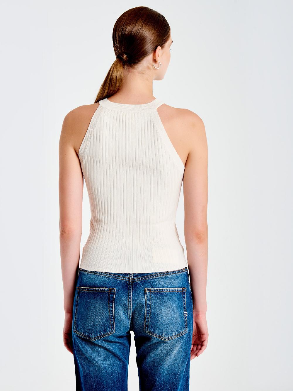 Vicolo Top In Maglia Scollo Halter Bianco