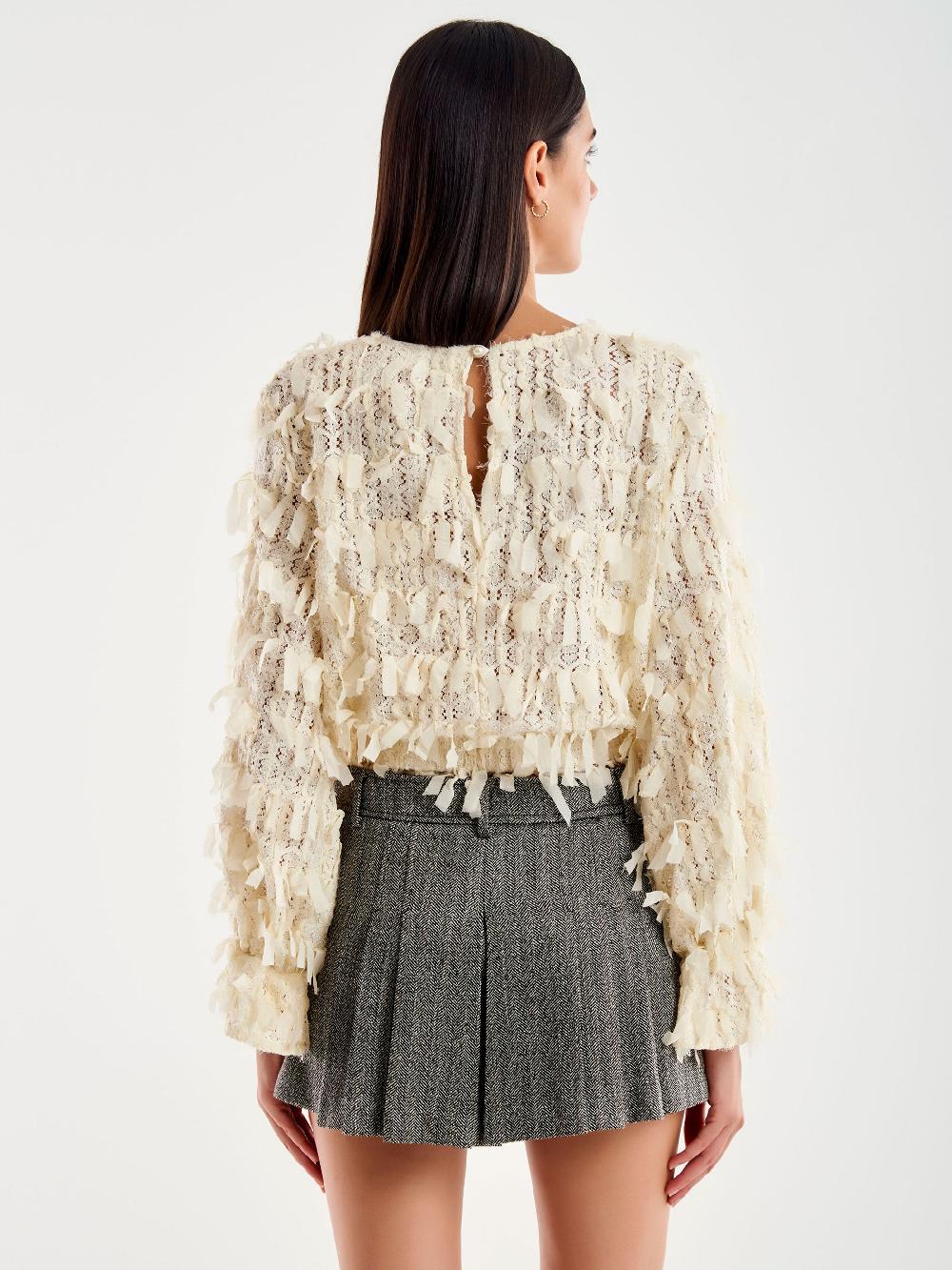 Vicolo Top In Pizzo Sfrangiato Bianco