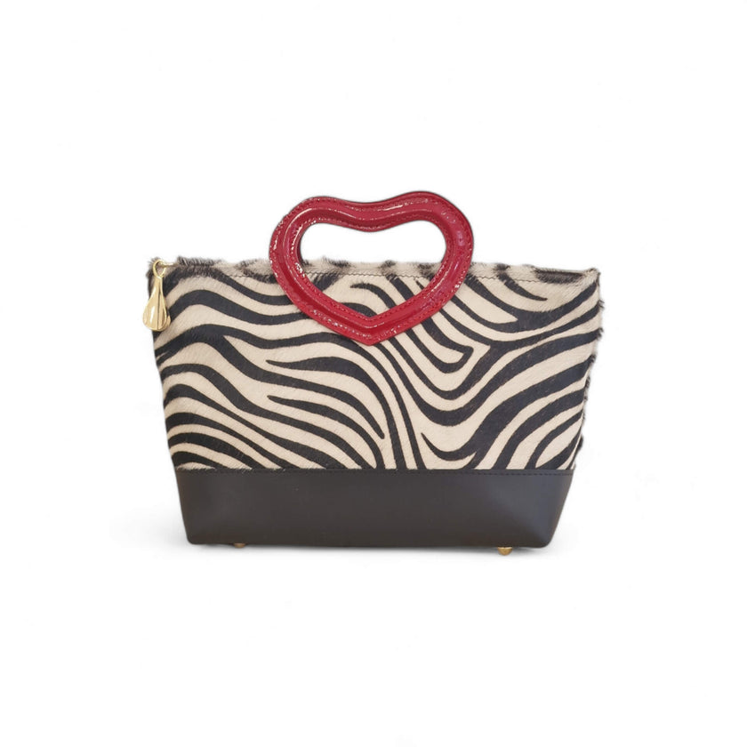 Viola Ricci Love - Borsa In Pelle Bianco E Nero - Cuore