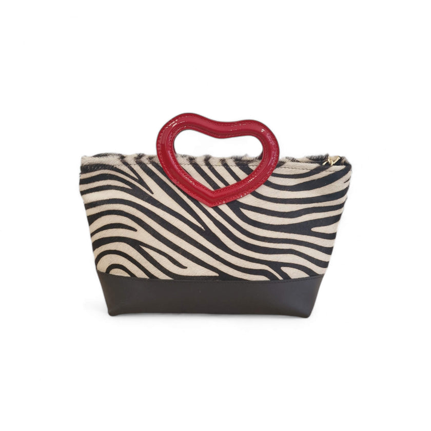 Viola Ricci Love - Borsa In Pelle Bianco E Nero - Cuore