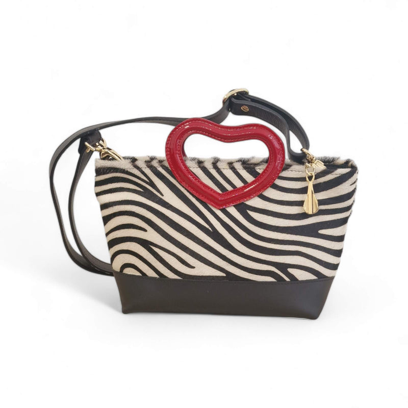 Viola Ricci Love - Borsa in pelle bianco e nero - cuore